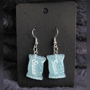 Handmade Resin Blue Candy Dangle Earrings